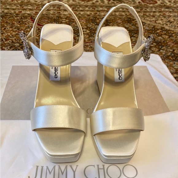 Jimmy Choo 
Mirabelle Satin Wedge Sandals - Picture 7 of 9